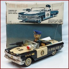 Ichiko Japan Vintage Tin Toy Police Car GANG BUSTER BUICK Electra 225 1959