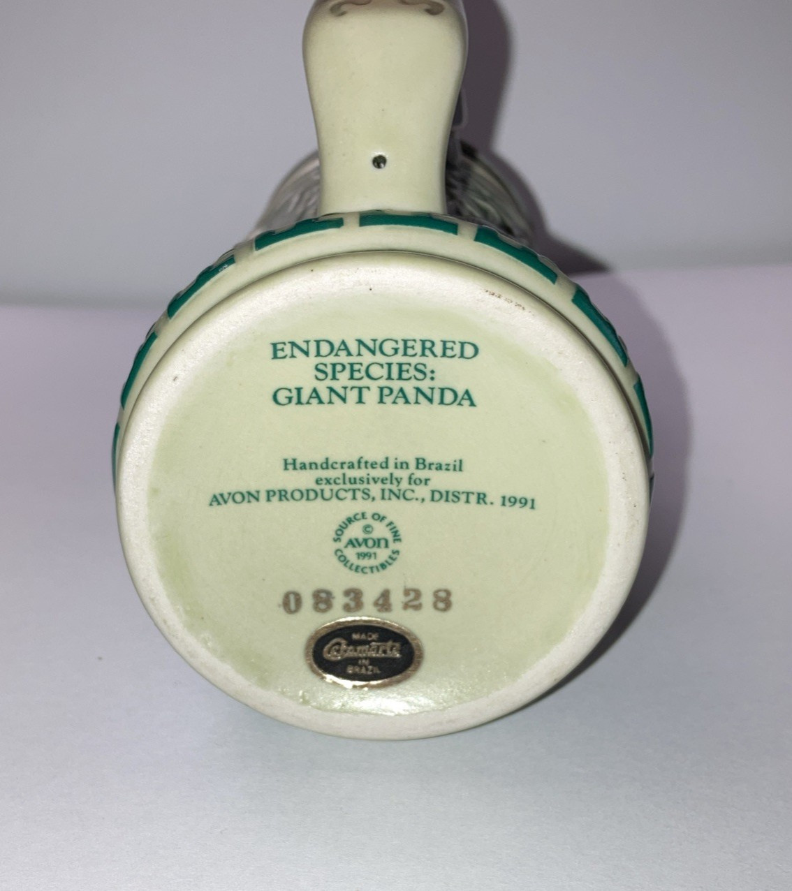 Vintage Avon Endangered Species Stein - Giant Panda 1991 - 5.5 in. H