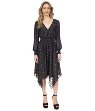 Michael Kors Womens Smocked Waist Midi Dress, Black, X-Large