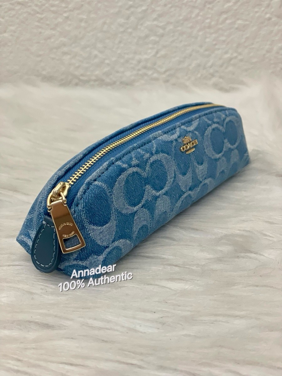 Coach Pencil Case In Signature Denim CDC10 NWT Color: IM/INDIGO | eBay