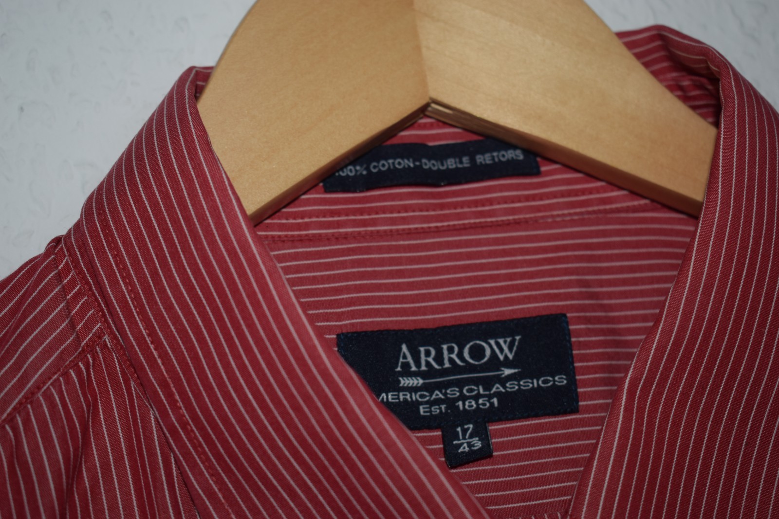 Arrow America's Classics Red Pinstripe Short Sleeve Shirt image 5