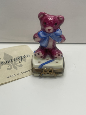 New Genuine peint main Limoges Teddy Bear