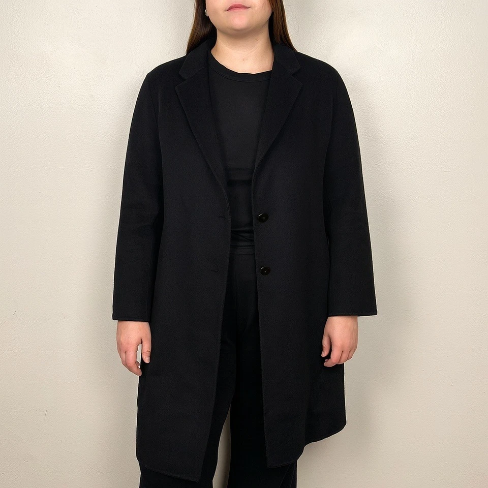 Casaco Theory Classic Feminino 10 Lã Preta Cashmere Novo Dividir Luxo Dupla Face - Imagem 2 de 4