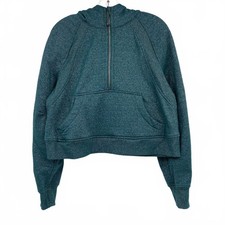 Lululemon Green Sparkle Cropped Half Zip Hoodie  Women  s M
