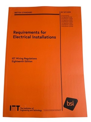 IET Electrical Wiring Regulations Regs 18th Edition Amend 4 2026 Orange Book