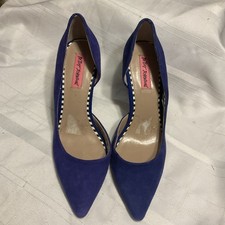 Womens Betsey Johnson Blue Suede D  orsay Stiletto Pumps Sz 8 1/2 M