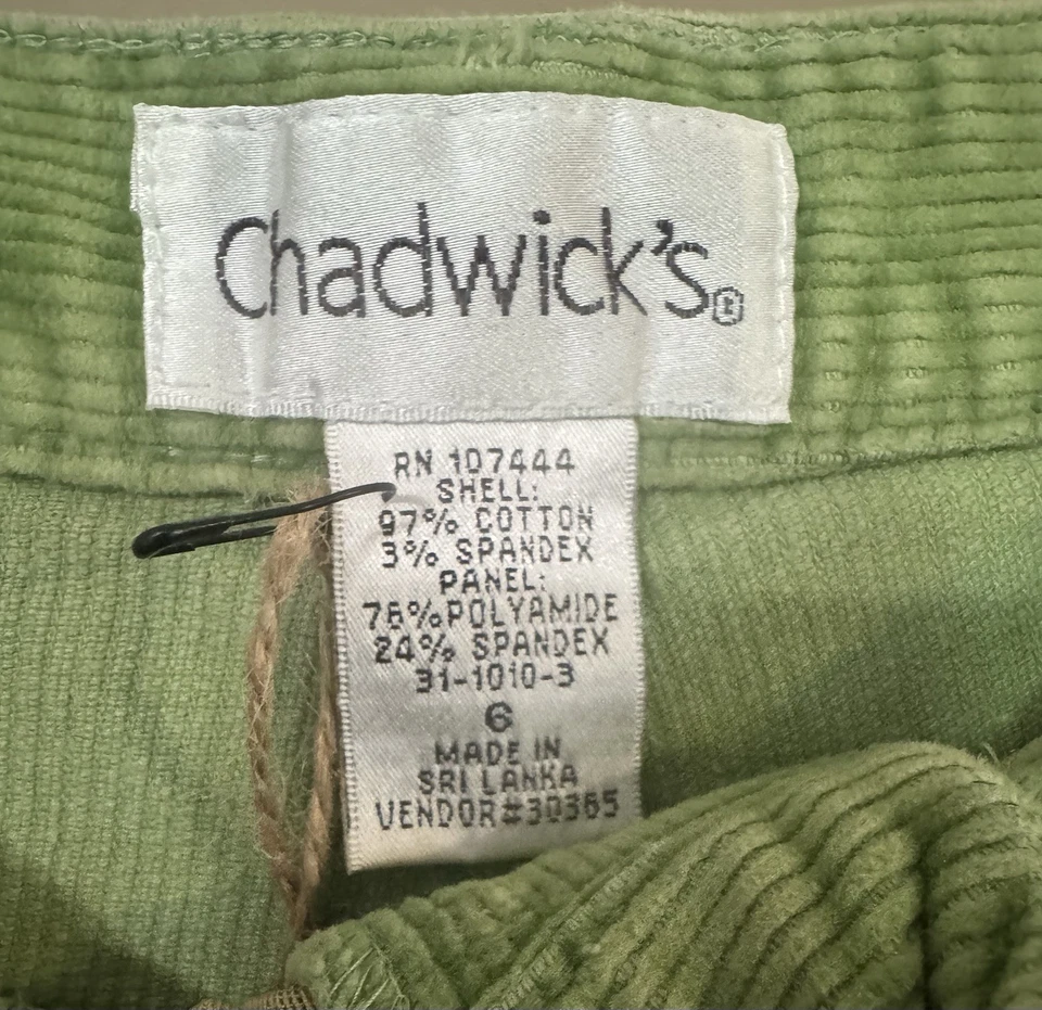 Chadwick’s 6 码绿色灯芯绒裤子 — 第 3/4 张图片