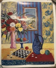A seriolithograph titled "Le Vase Bleu de Madrid" by Jean-Claude Picot.