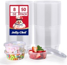 Deli Food Storage Containers 8 OZ Plastic Containers with Lids- 50 Set