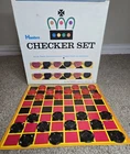 Hasbro Checker Set Board Game Vintage 1970 Plastic Checkers Colorful Board