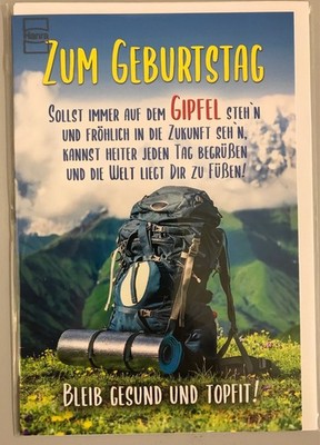 Geburtstag - Glückwunschkarte   Rucksack am Gipfel   ''Zum Geburtstag...'' - Forma