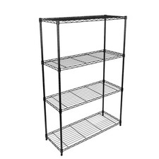 Black Rolling 4-Tier Metal Heavy Duty Wire Shelving Unit 36 In. W X 54 In. H X
