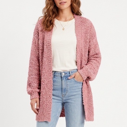 Wild Fable Cardigan Sweater Womens Medium Pink Knitted Long Sleeve Open Front