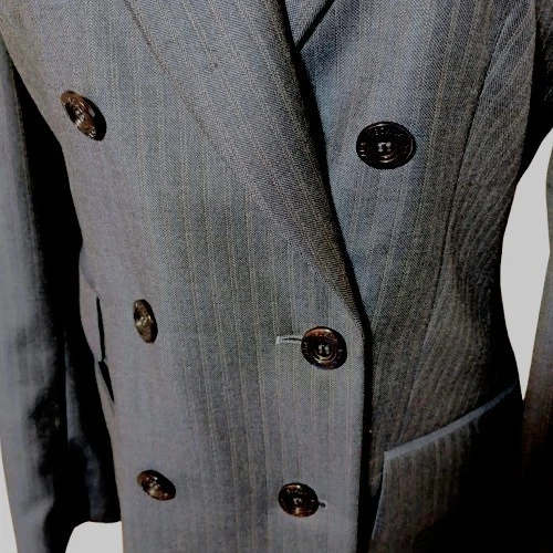 Vintage Escada Wool  Blazer EU36 US4 Black Pinstripe Double Breasted Power Suit - Image 3 of 4