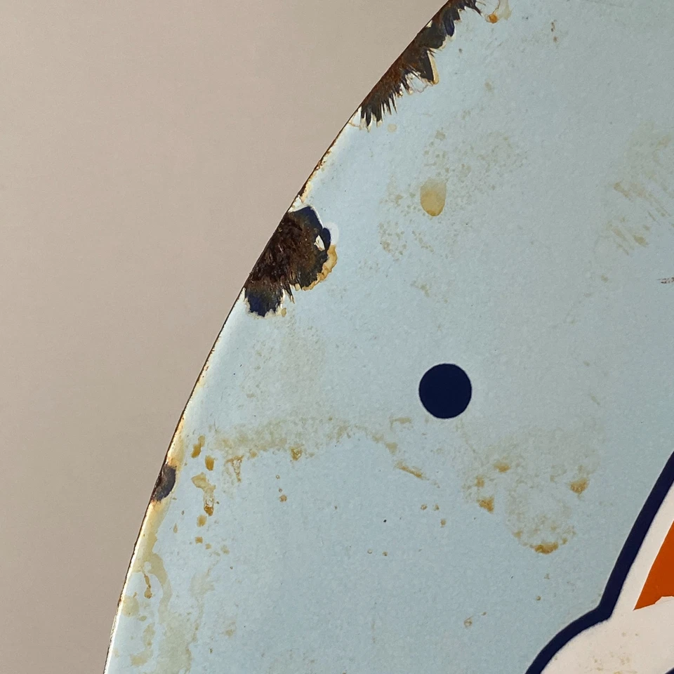 Gulf Enamel Sign - Ø 50cm (19.7") - Nice Garage Vintage Gas Station Wall Signage - Image 4 of 4