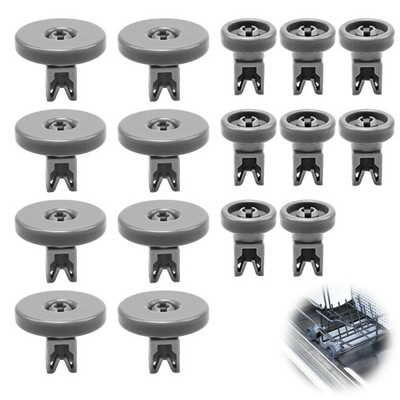 16 Stück Spülmaschinenrollen für Ober- und Unterkorb 40 mm universal grau 