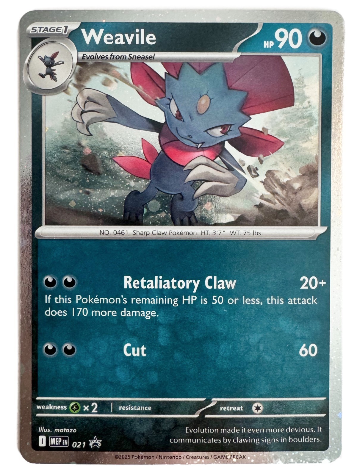 Pokémon Weavile Cosmos Holo Mega Evolutions Promos 021