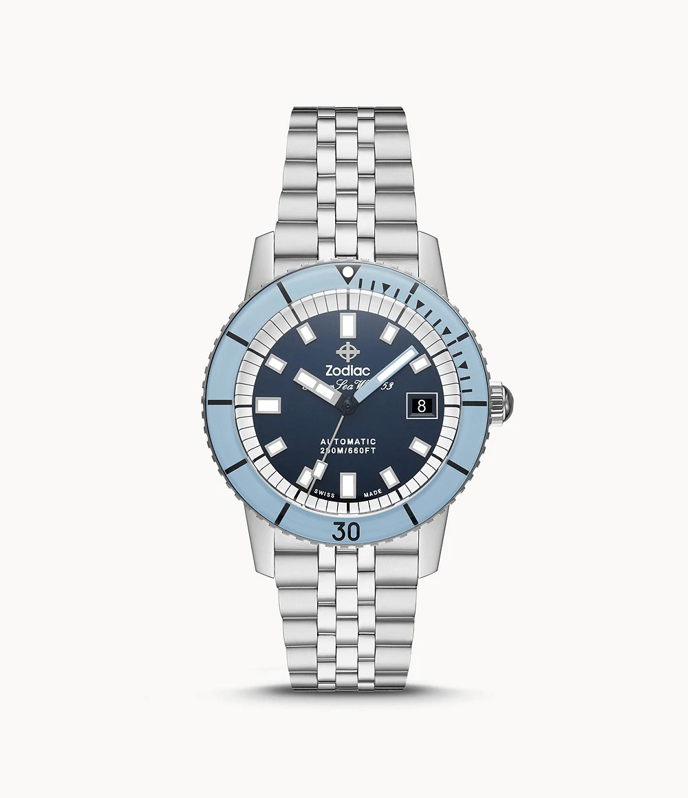 Zodiac Super Sea Wolf 53 Compression Automatic Blue Dial Bracelet Watch ZO9287