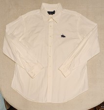 Vintage Ralph Lauren White Long Sleeve Oxford Shirt Big Duel Pony Men's XXL 2XL