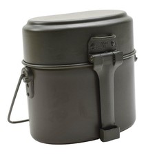 Original German Military Mess Kit Aluminium 3 Part Pot Lid Container Olive