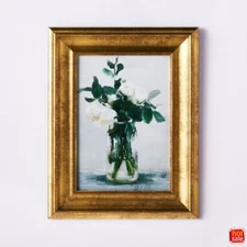 11x14" Floral Arrangement Framed Canvas Print in Gold/White - Threshold x Stu...