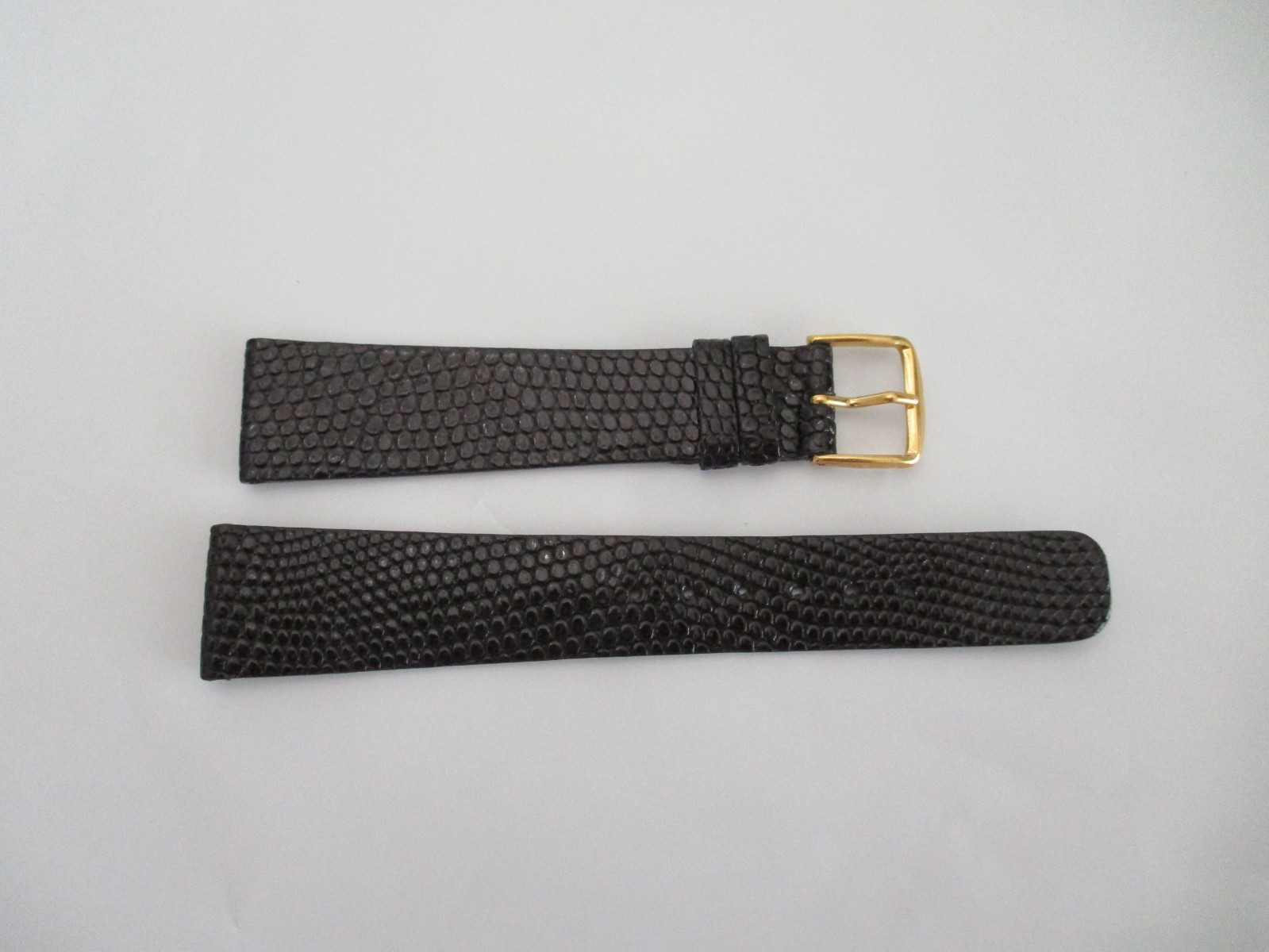 watchstrap watch band strap 19mm genuine lizard black  exotic gold