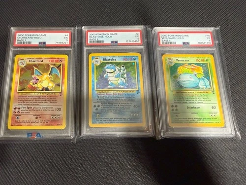 Pokemon TCG Charizard, Blastoise, Venusaur PSA 5’s Base Set 2- Big 3