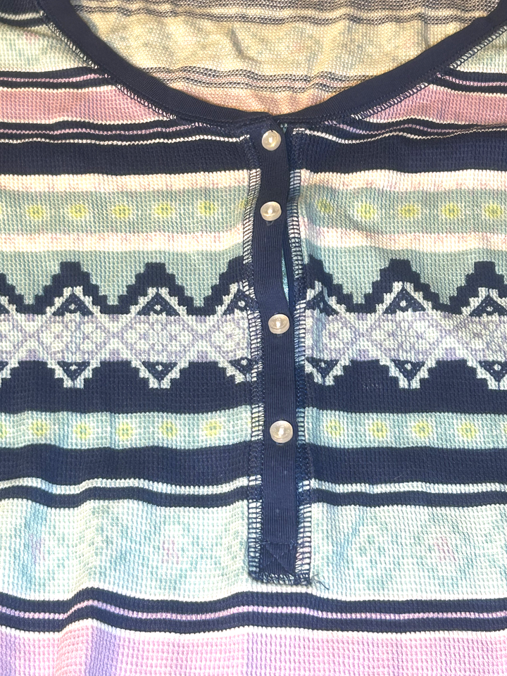 Victoria's Secret Thermal Pajamas Set Long Sleeve/ Pants Blue Pink