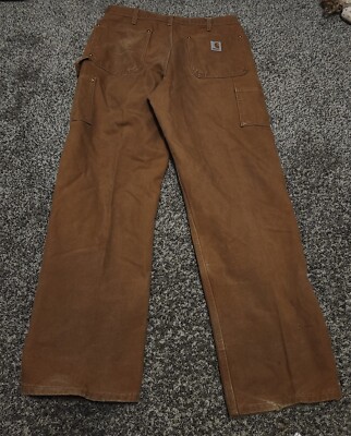 Vtg Carhartt B01 BRN Canvas Double Knee Carpenter Pants 36x32