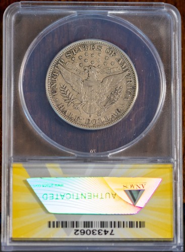 1900-S 50C Silver Barber Half-dollar VF-35 Details ANACS 7433062 + Bonus - Picture 2 of 2