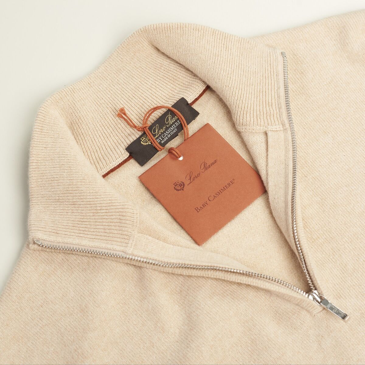 LORO PIANA 1695$ Baby Cashmere Sweater - 1/2 Zip, High LORO PIANA 1695$ Baby Cashmere Sweater - 1/2 Zip, High