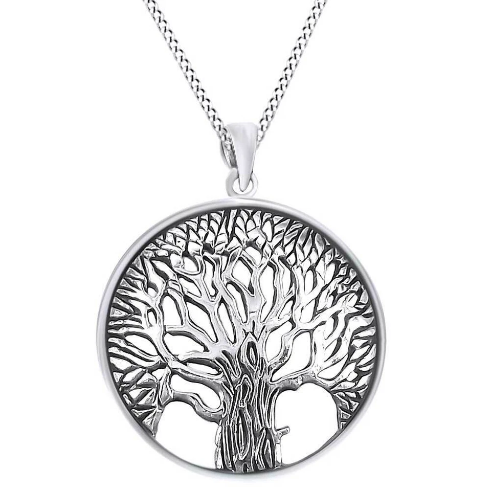 Magnífico e Inspirador Colar Pingente Banhado a Ouro Branco 14K Árvore da Vida - Imagem 2 de 4