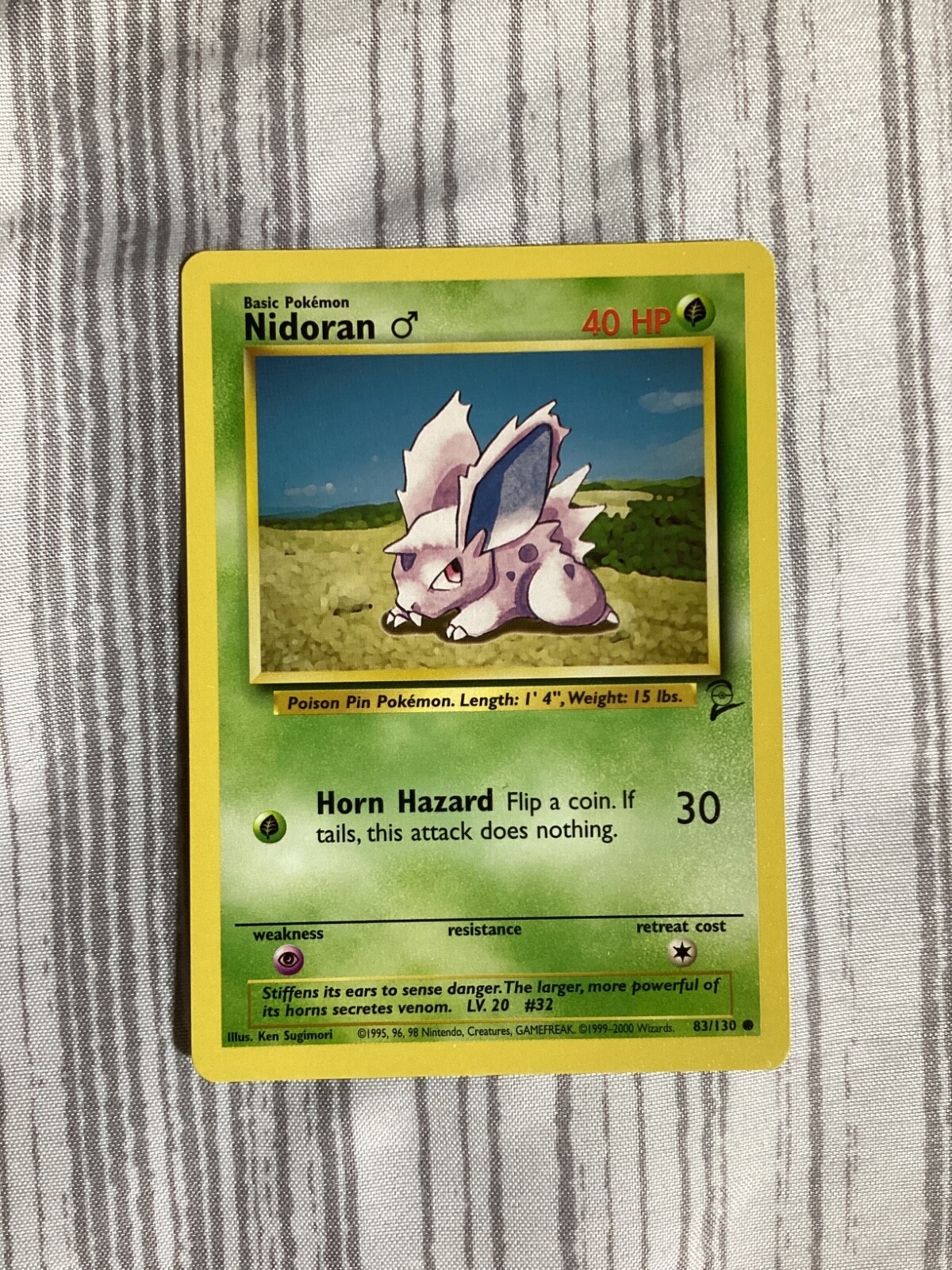 1999 WOTC POKEMON BASE SET - NIDORAN 55 SHADOWLESS (LP)