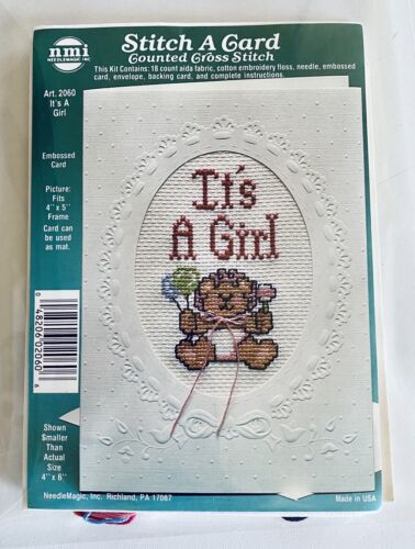 Vintage Stitch A Card It's a Girl card. Ca. 1990s New In It’s Original Package. - Picture 1 of 13