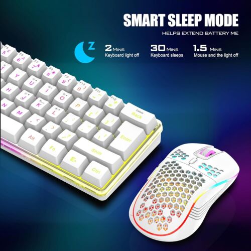 RedThunder 60% Wireless Gaming Keyboard and Mouse Combo, 2500mAh White - Picture 6 of 7