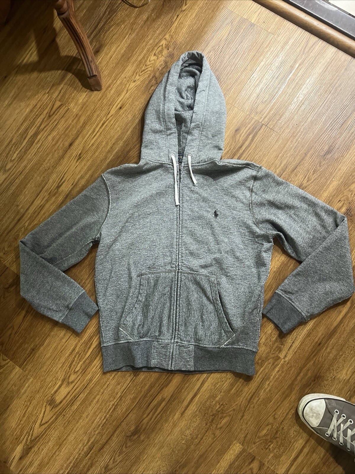 POLO RALPH LAUREN giacca grigia con cappuccio e zip taglia M logo pony