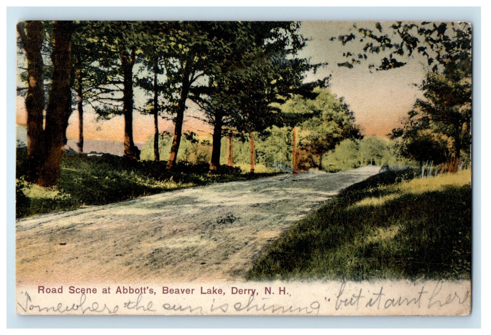 c1905 Road Scene At Abbott's Beaver Lake Derry New Hampshire NH