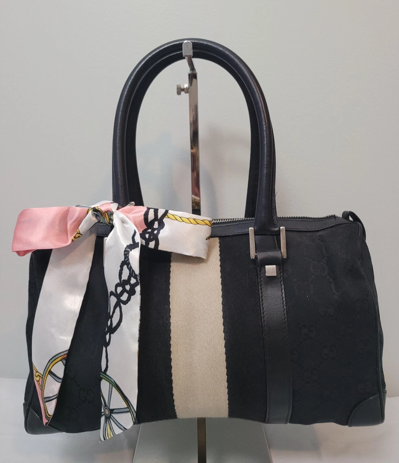 Sac Boston Gucci GG toile noir avec certificat d'authenticité