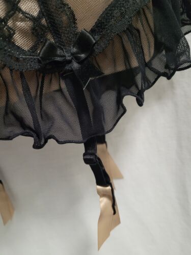 La Senza Black Champagne Basque Corset Mesh Suspender Babydoll Size 10B As NEW - Picture 4 of 8