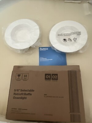 Sunco 5/6''  Retrofit Selectable Baffle Downlight- White, Pack of  2