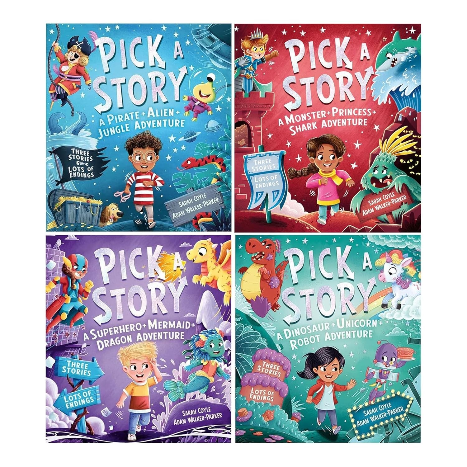 Pick a Story Series 4 Books Collection Set by Sarah Coyle Jungle Adventure,Robot