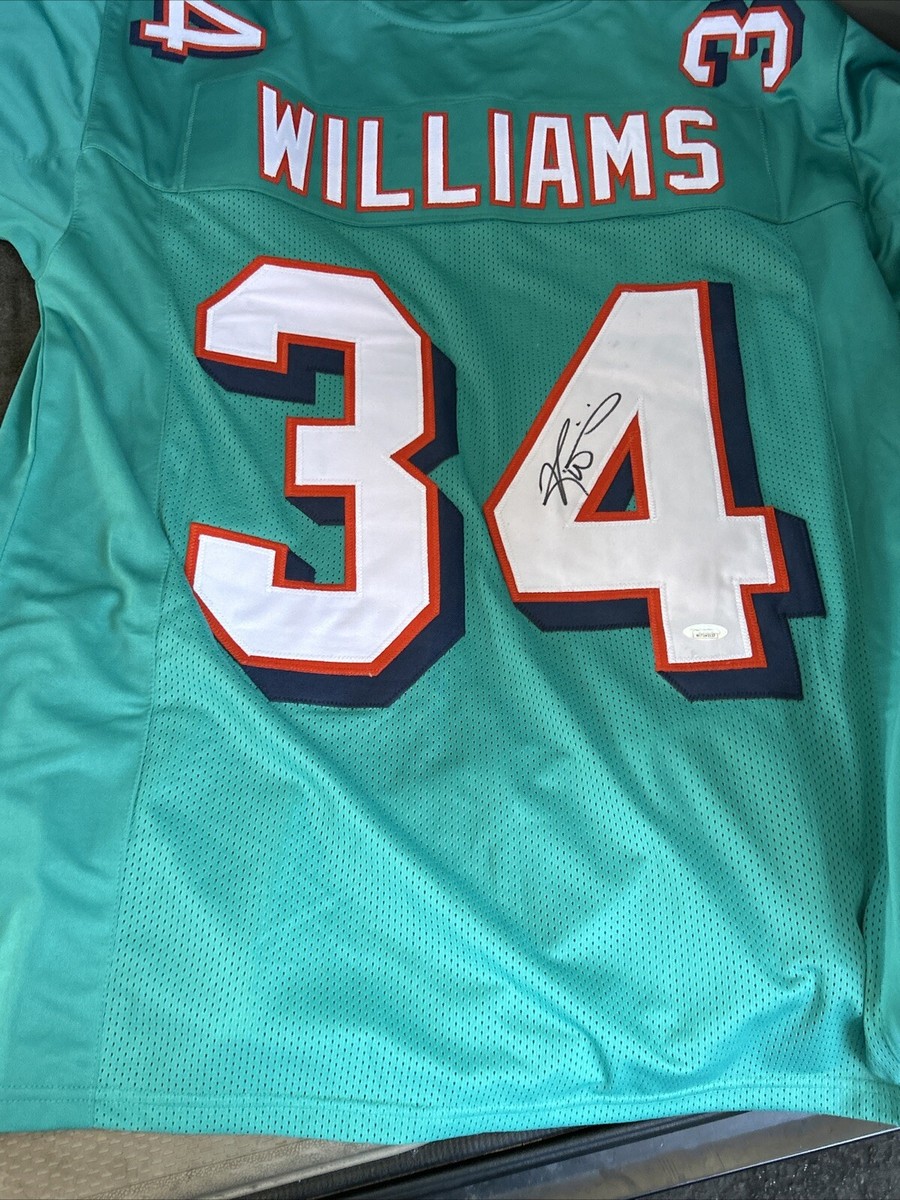 MIAMI DOLPHINS RICKY WILLIAMS #34 SIGNED CUSTOM HOME TEAL JERSEY