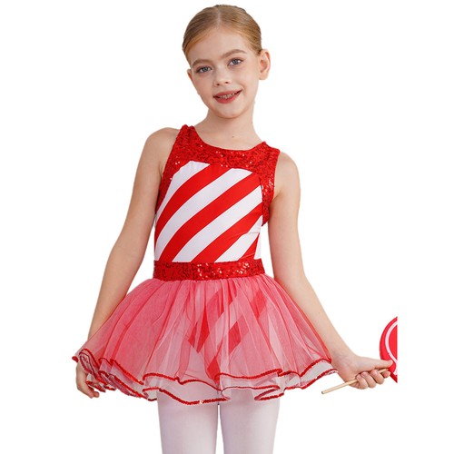 Children Girls Christmas Costume Bowknot Leotard Party Dress Performance Skirt - Picture 6 of 34