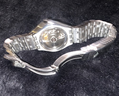 SWATCH IRONY AUTOMATIC WATCH TRANSPARENT BACK STAINLESS STEEL BRACELET - Picture 7 of 10