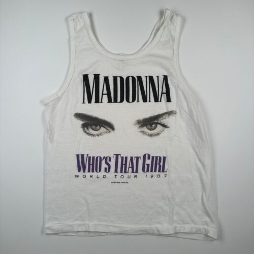 Vintage 1987 Madonna Tank Top Shirt Large Who's That Girl - Afbeelding 1 van 5