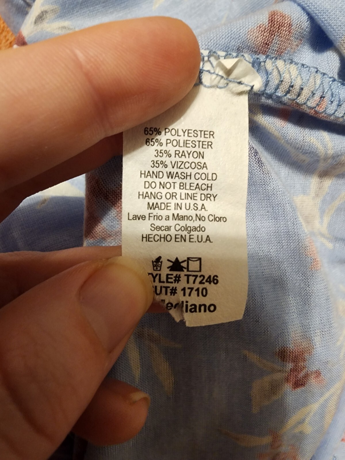 Boutique Mts Blue Floral Short Sleeve Top Size Medium