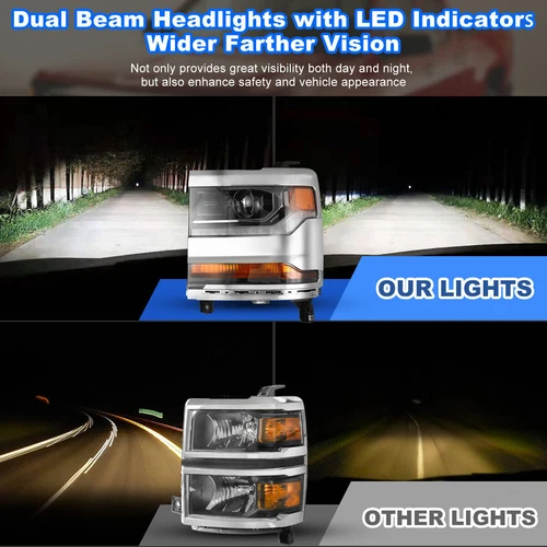 Headlights For 2016-2018 Chevy Silverado 1500 HID / Xenon DRL HeadLamps - Picture 4 of 24