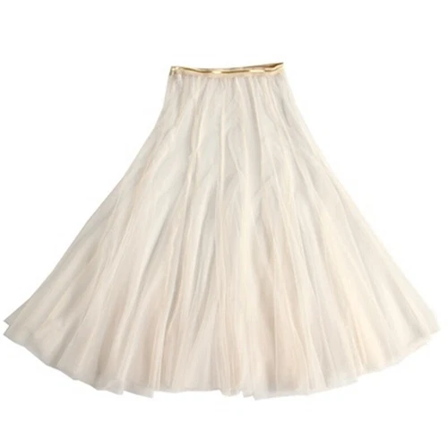 Women Fairy Mesh Sheer Skirt See Through Tutu Tulle Elastic Waist Midi Skirt - Picture 17 of 20