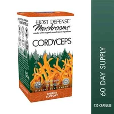 Fungi Perfecti Host Defense Cordyceps  120 Veggie Caps Non-GMO, Organic, Energy