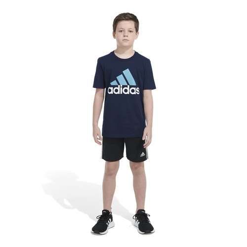 adidas Boys' Big Short Sleeve Cotton Classic 2 Tone BoS Logo T-Shirt, Collegiate - Picture 2 of 5